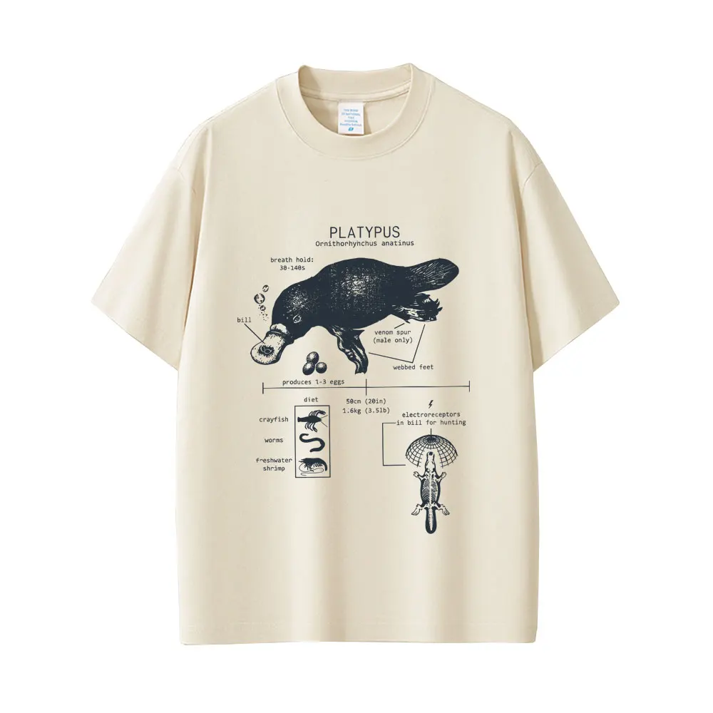 

Funny Platypus Anatomy Graphic T-shirt Men Women Casual Oversized Crewneck T Shirts Male Vintage Streetwear Male Fashion Tshirt