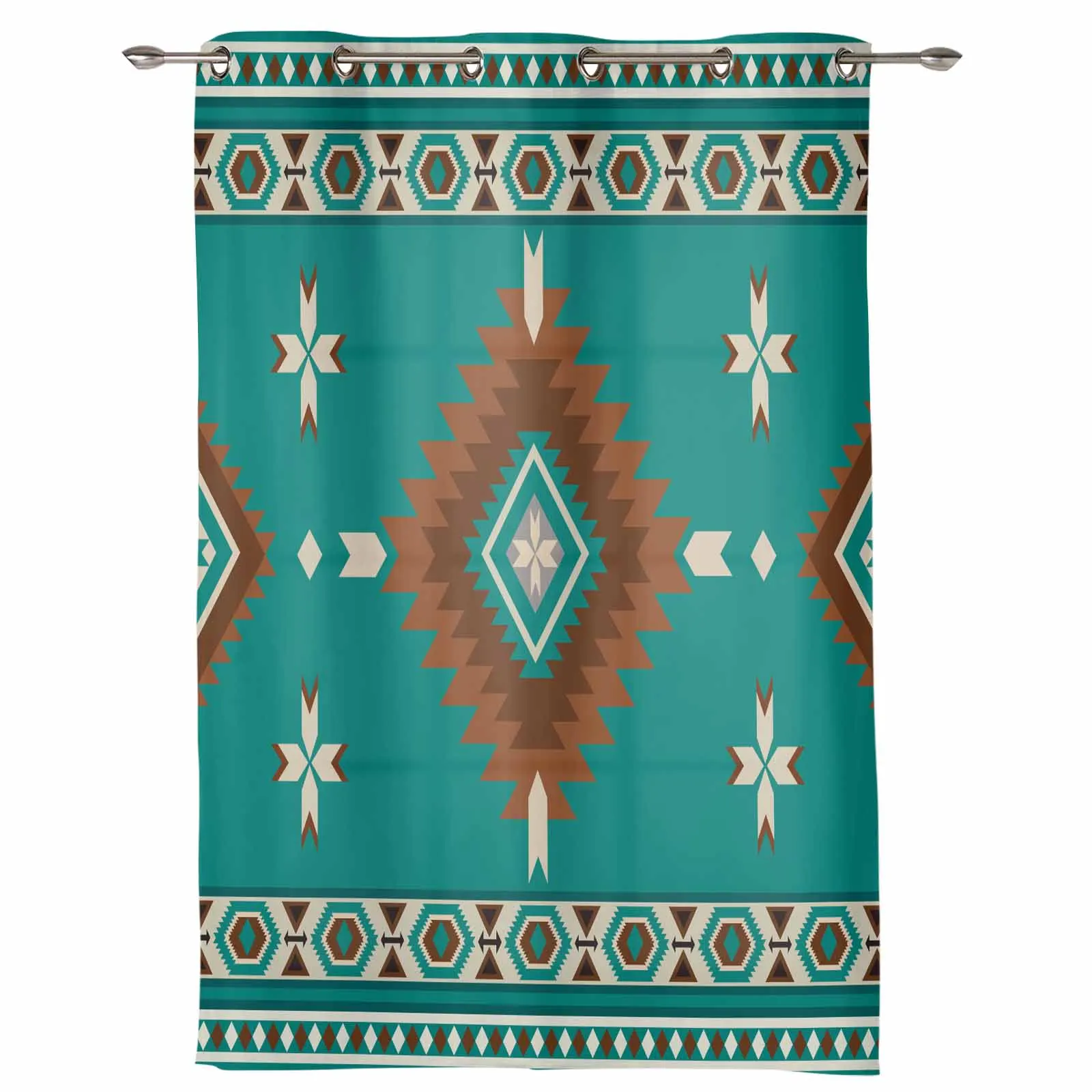 Blue Green Bohemian Style Decoration Modern Living Room Decor Window Treatments Drapes Balcony Kitchen Window Curtains