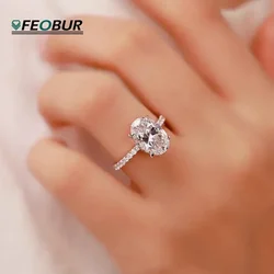 FEOBUR 1/2/3/4CT Oval Moissanite Engagement Rings with Certificate 925 Sterling Silver Lab Grown Diamond Wedding Band  for Women
