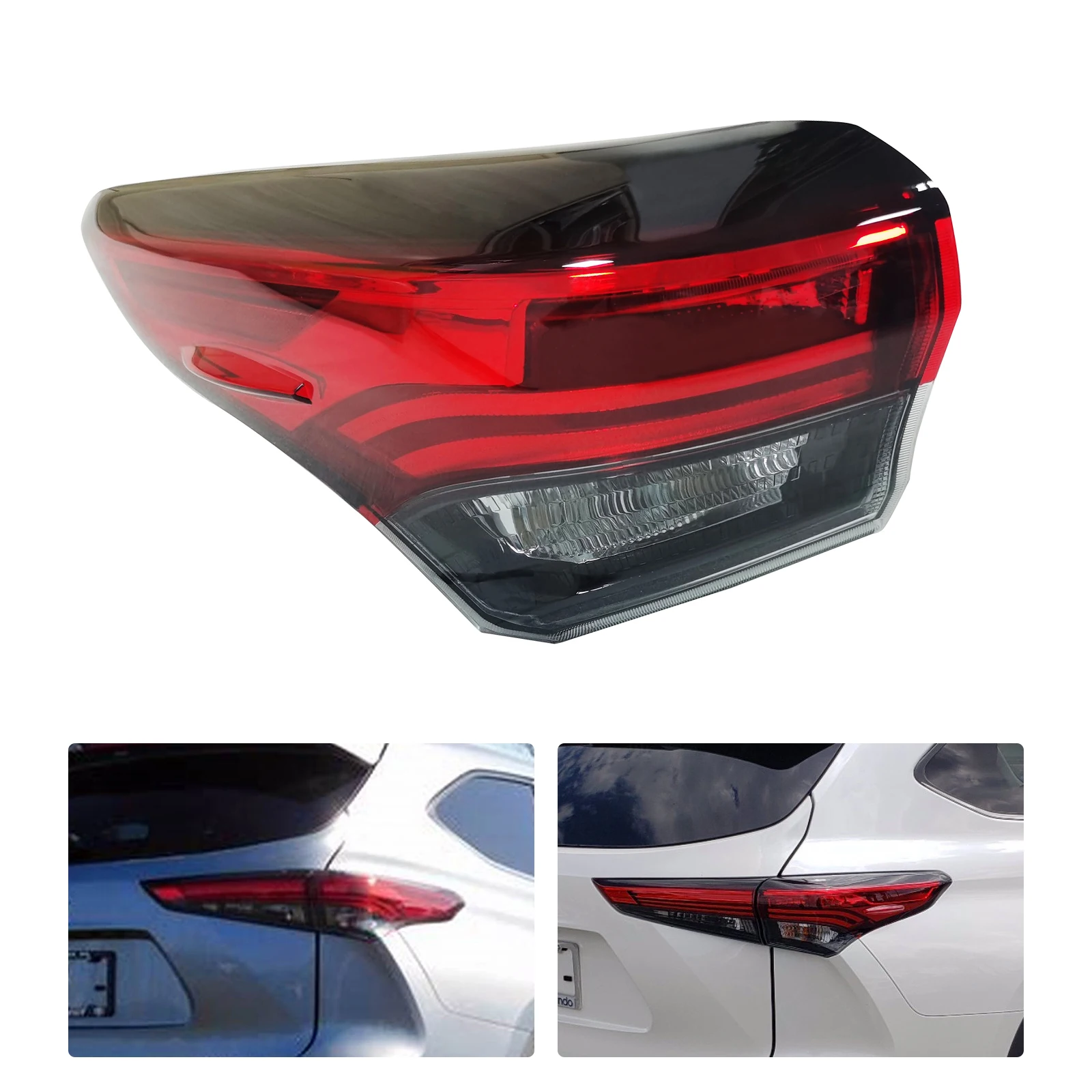 

Для Toyota Highlander 2020 2021 2022 задний пассажирский боковой задний фонарь, внешний правый прозрачный объектив, задние фонари, стоп-сигналы в сборе