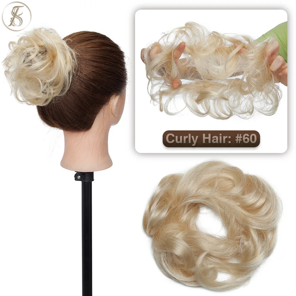 TESS 17g/23g Haar Brötchen Chignon 100% Menschliches Haar Lockiges Haar Elastische Donut Pferdeschwanz-haar Extensions Wrap natürliche Farbe Haarteil – Detail 26