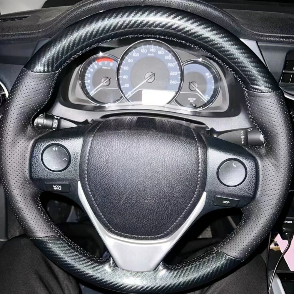 

Оплетка на руль автомобиля, самодельная оплетка из углеродного волокна для Toyota Highlander Corolla Camry RAV4, аксессуары для интерьера автомобиля