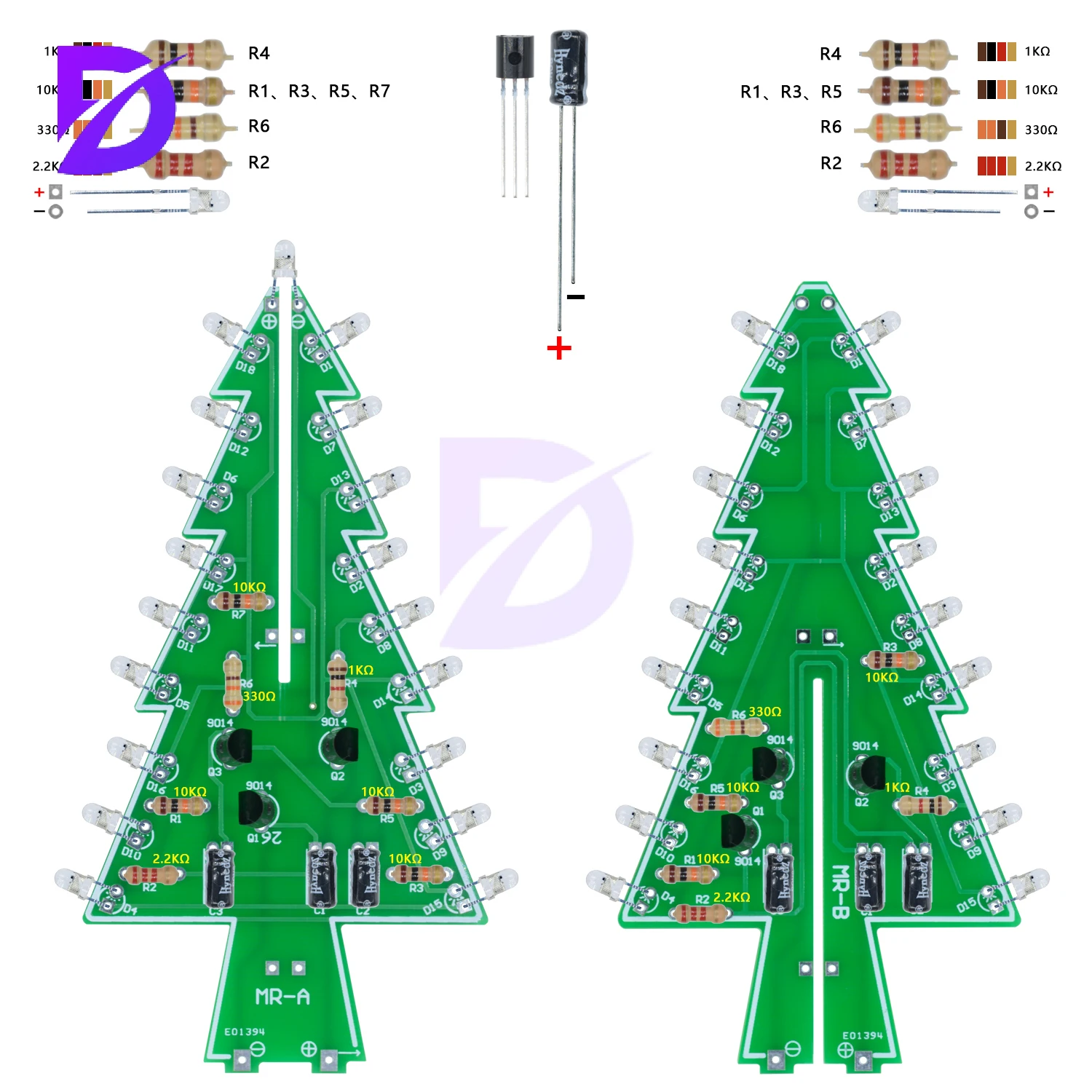 Kit d'arbre de noël Flash – Module d'affichage LED DIY avec 36 LED, petite taille, Installation facile, Durable pour la décoration de la maison