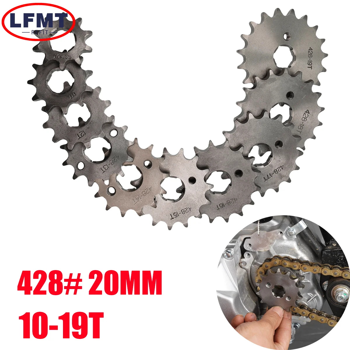 For Dirt Pit Bike ATV Quad Go Kart Buggy Scooter Motorcycle 428# 20mm Front Engine Sprocket 10 11 12 13 14 15 16 17 18 19T Tooth