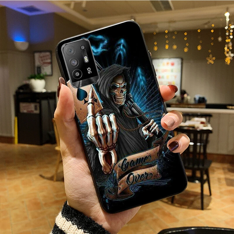 غريم ريبر الجمجمة جراب هاتف ل ممن لهم A54 A74 A94 A53S A9 A5 A15 A16 A91 A96 A76 Reno8 8Pro Reno2 Z