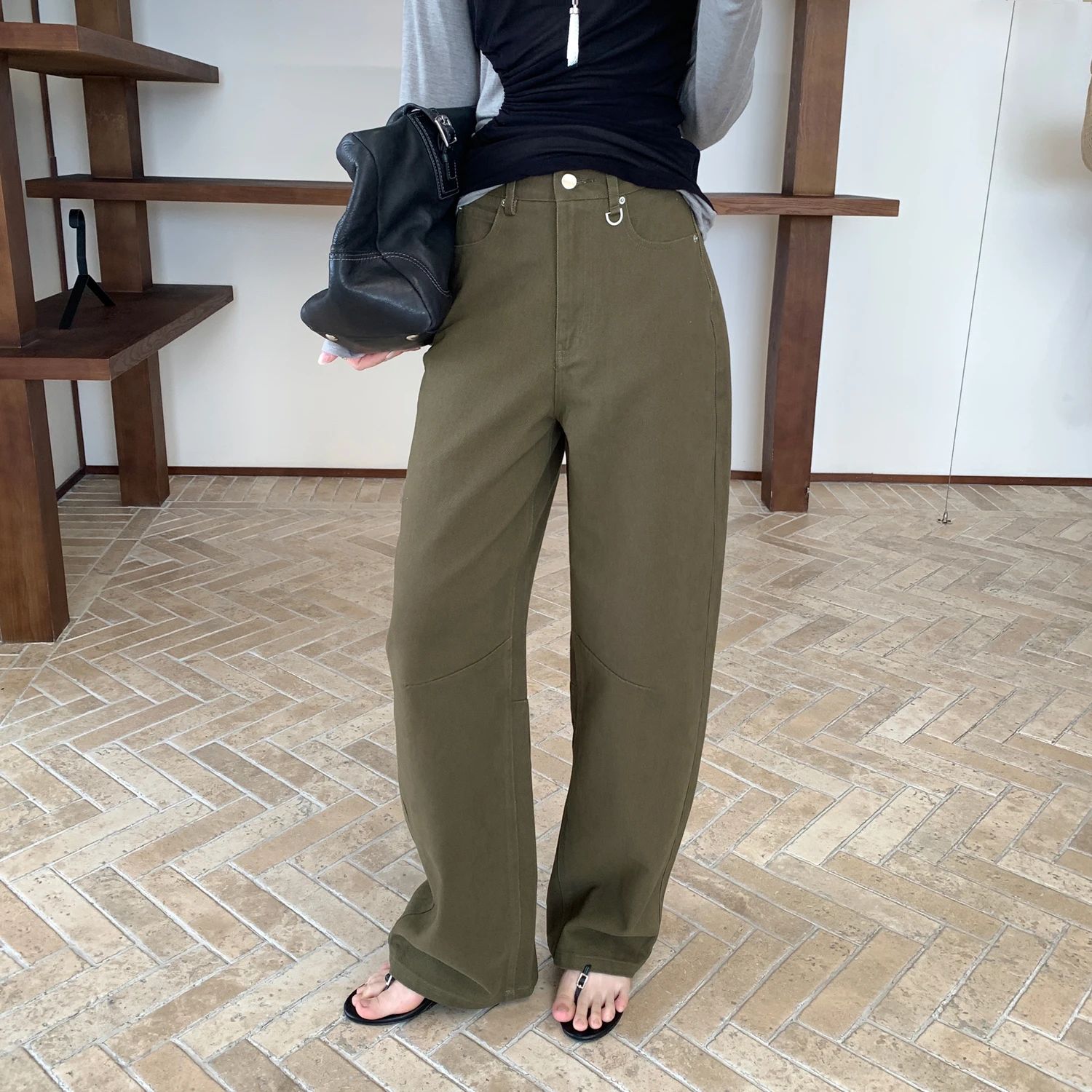 

3Colors SML Casual Straight Pants Women 2026 Spring Autumn High Waist Casual Girls Long Trousers Female(XY4008