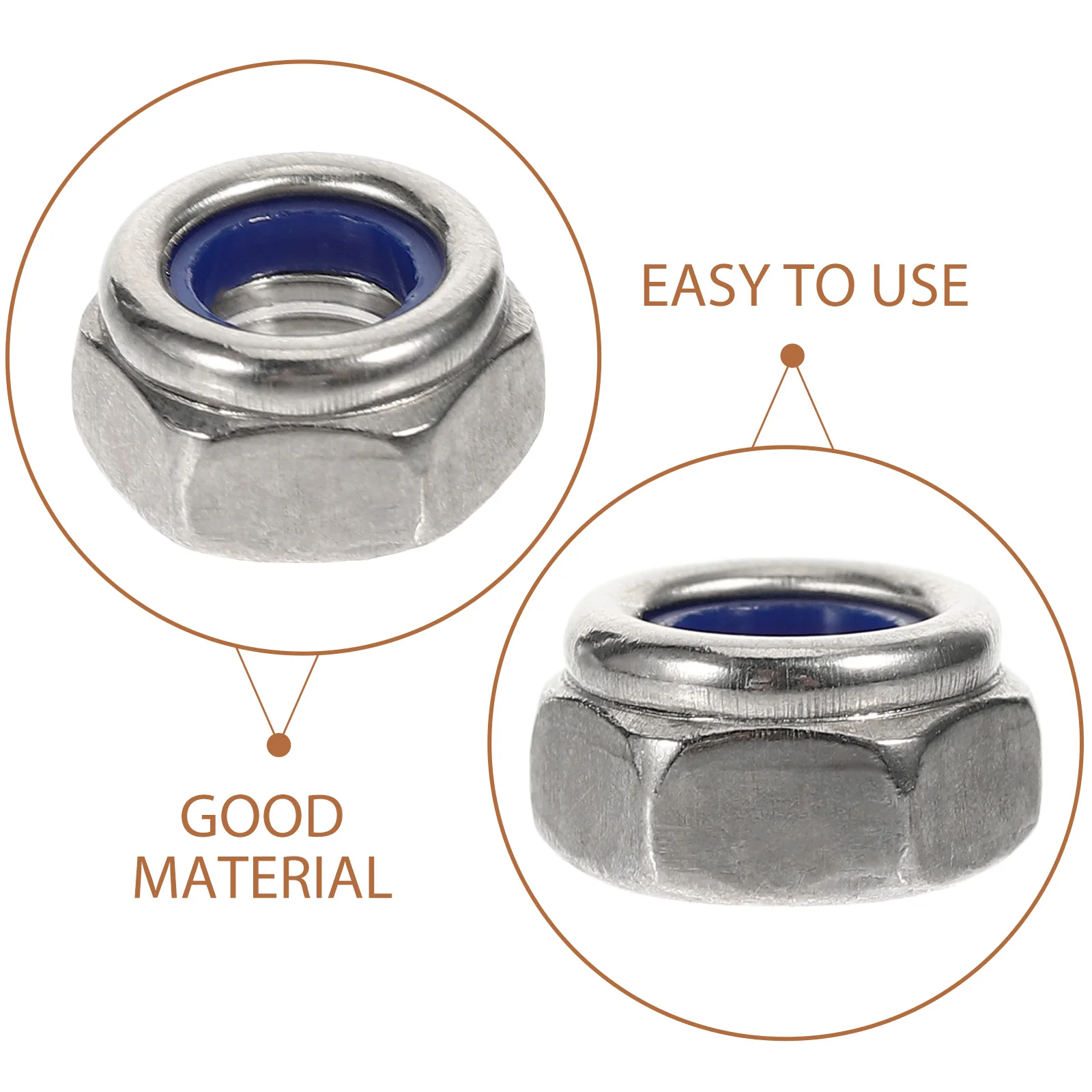 

100pcs Anti-loose Nuts 304 Stainless Steel Fasteners M6x10mm for Electronics Machinery Furniture Automotive Hardware