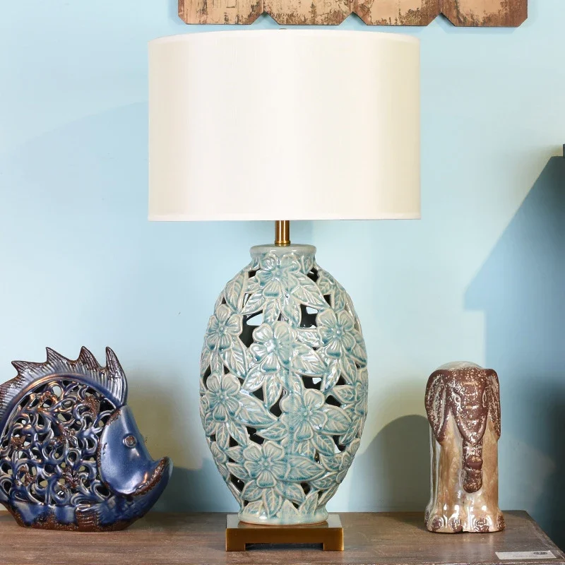 American CeramicTable Lamp Creativity Hollowing out Living Room Bedroom Study Hotel Engineering Designer Desk Light