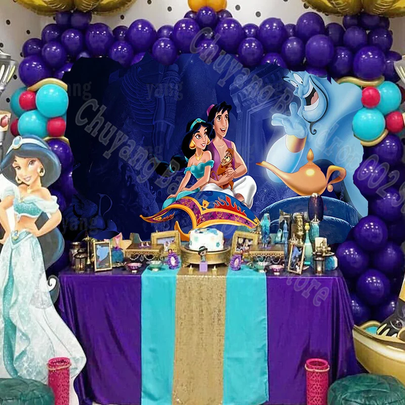 Disney Fürsten Hochzeit Burg Aladdin Jasmin Hintergrund Mädchen Geburtstag Party-Baby-Dusche Banner