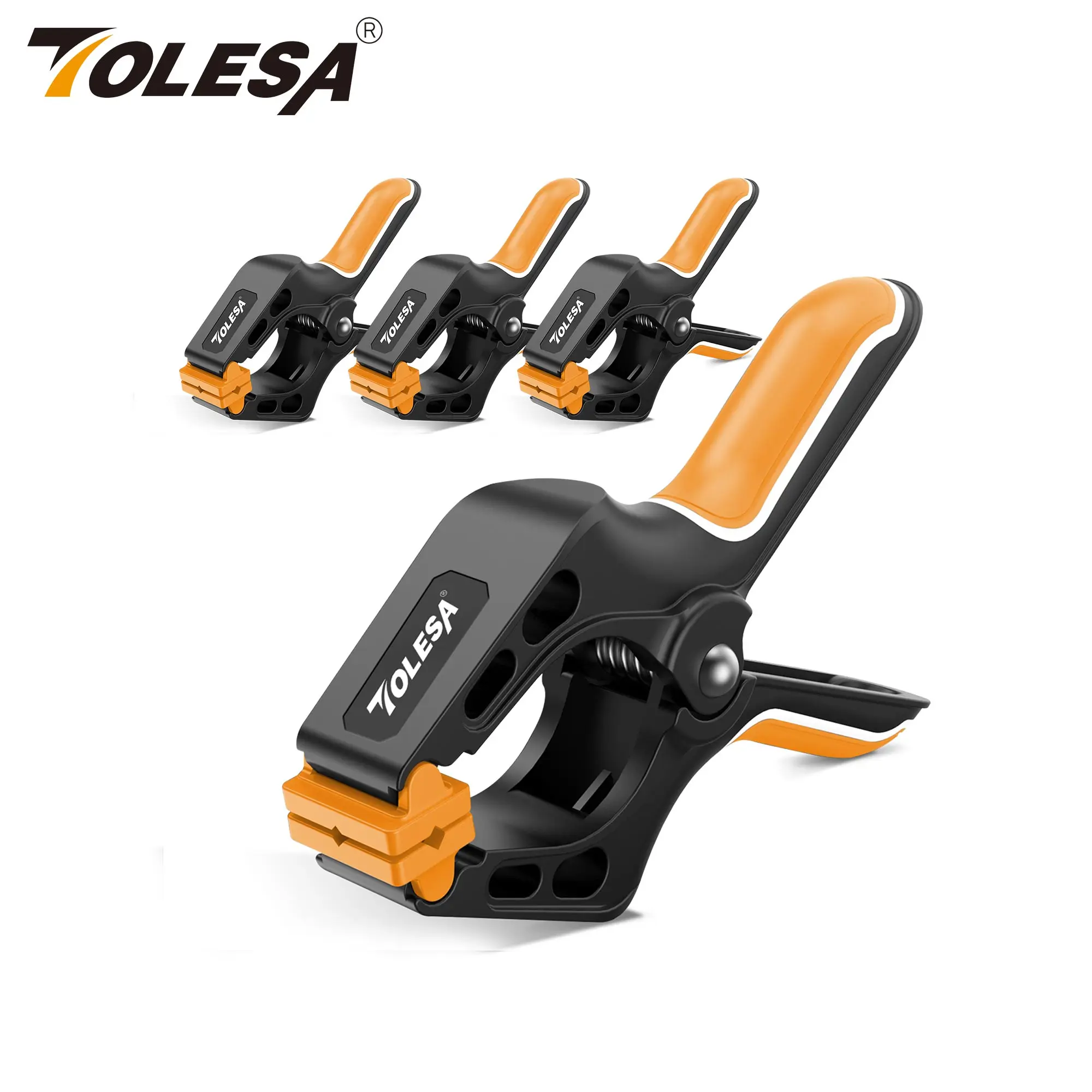 

TOLESA 7" Spring Clamps for Woodworking Powerful Force 4PCS Nylon Clamp with Double Layer Handle for Gluing, Clamping, Securing