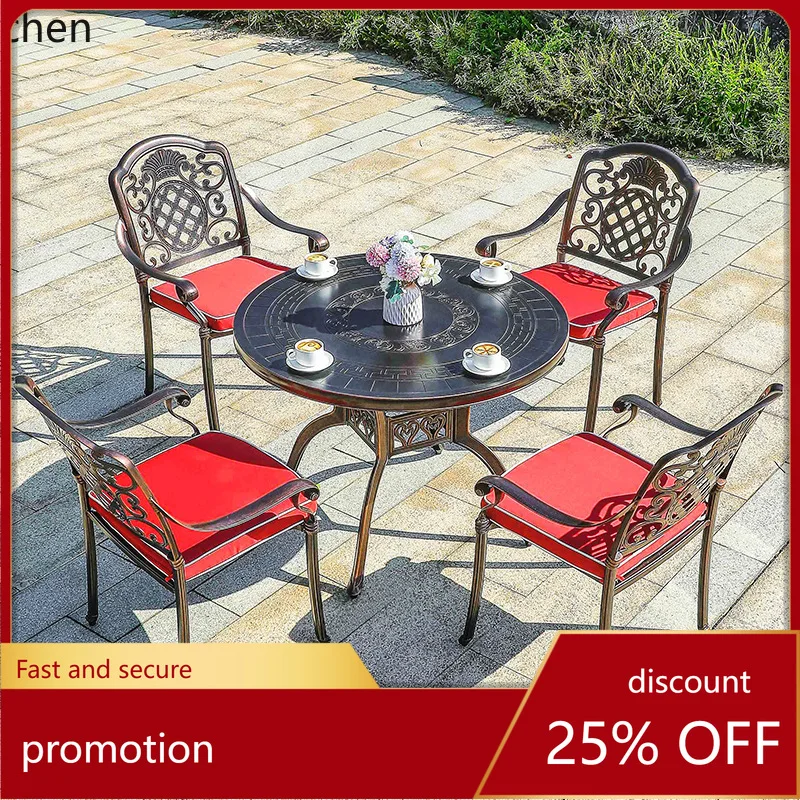 HXL Outdoor Table and Chairs Courtyard Open-air Dining Table and Chairs Waterproof and Rustproof  Coffee Table