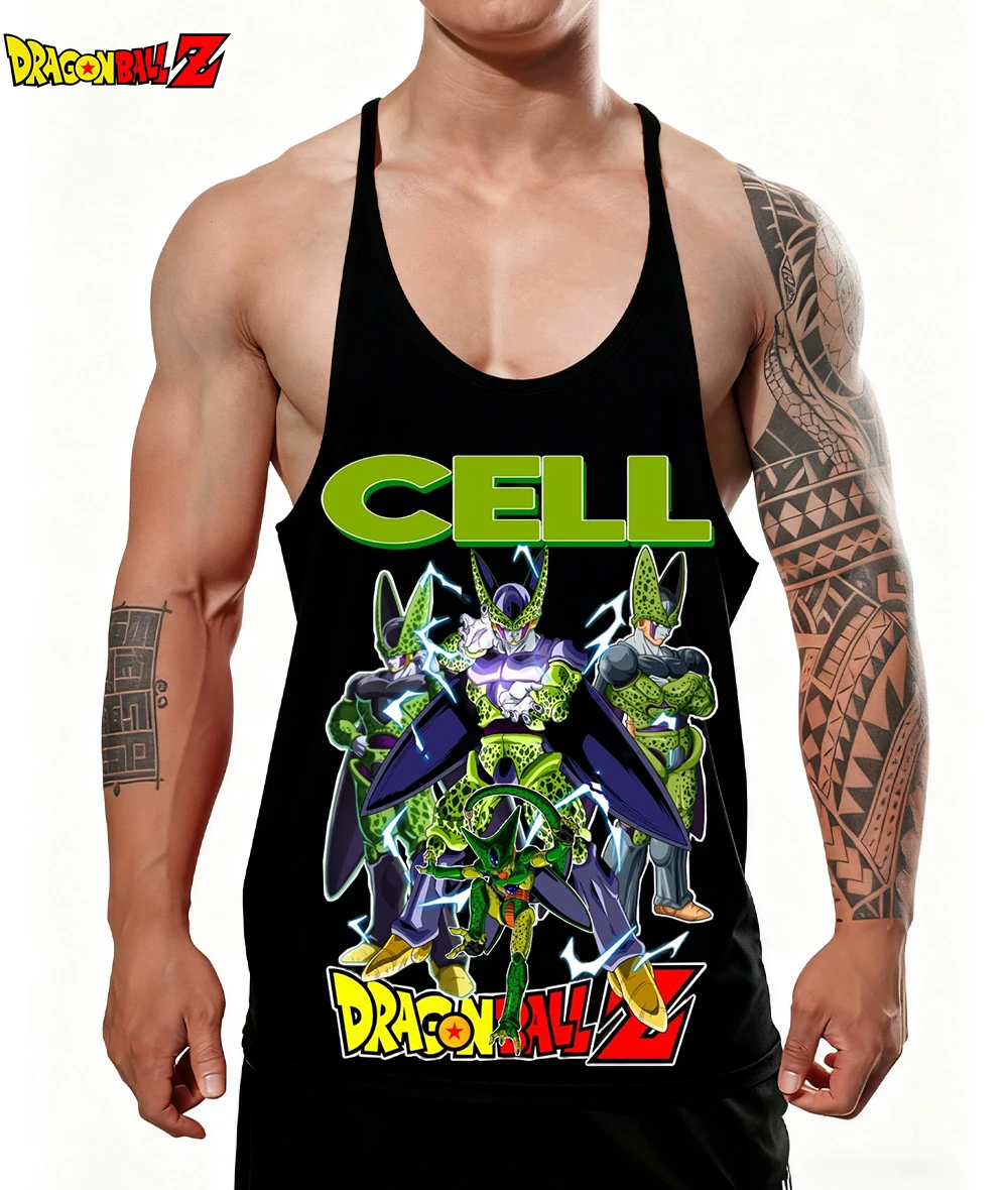 Neues Cell Herren-Tanktop, 100 % Baumwolle, Weste, japanischer Anime, Dragon Ball, schnell trocknend, ärmellos, Unterhemden, Fitness, Muskelaufbau-Top