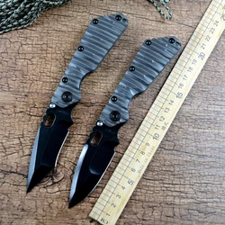 Y-START SMF Tactical Knife Heavy Folding Survival Flame Titanium Handle D2 Black Blade Ball Bearing Washer with Nylon Case