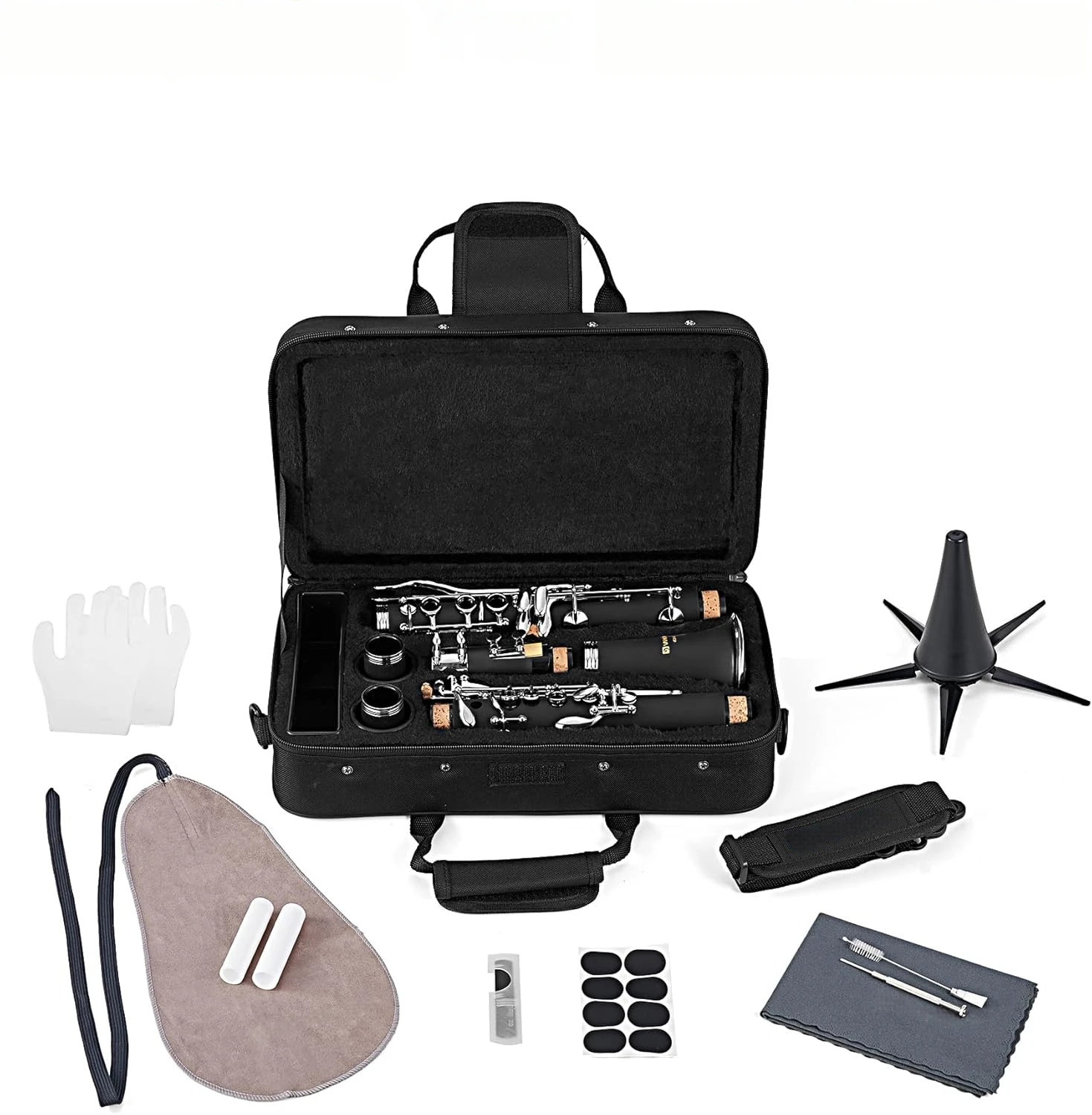 الكلارينيت Bb الكلارينيت 17 مفتاح 6 حلقات Blackwinds المهنية الكلارينيت آلات النفخ الموسيقية مع حقيبة الملحقات #6