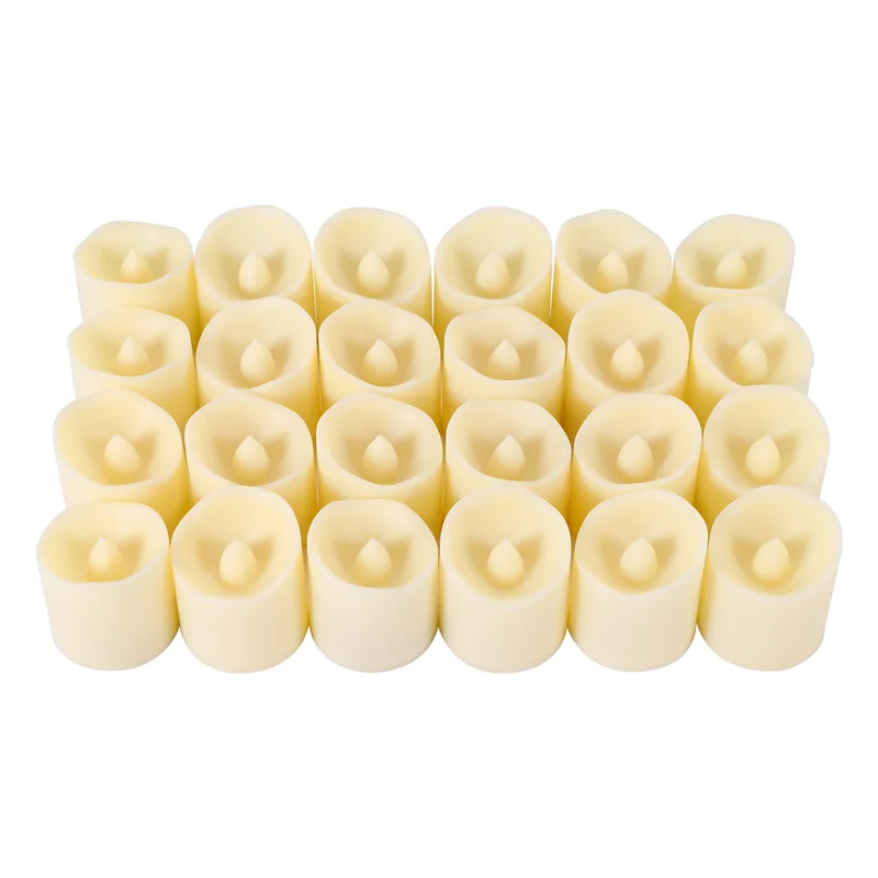 ABMH-24Pcs vela LED sin llama, luz de té de los deseos creativa, vela blanca cálida sin llama, decoración navideña de Halloween, luz de vela