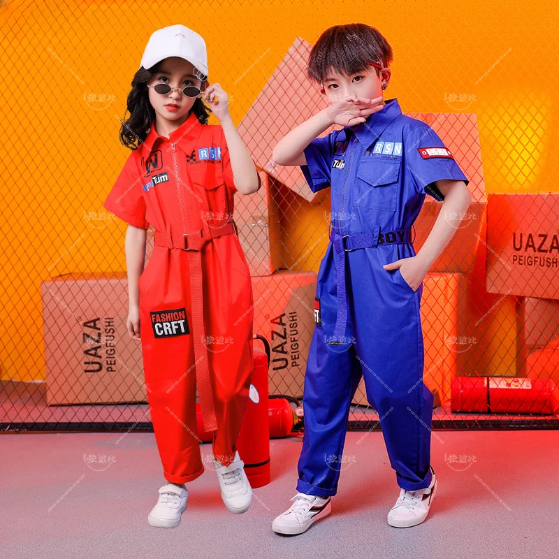 

Children Hip Hop Bodysuits Boys Street Dance Cargo Pants Jumpsuits Girls Rompers Clothes Costumes Kids Streetwear Playsuits