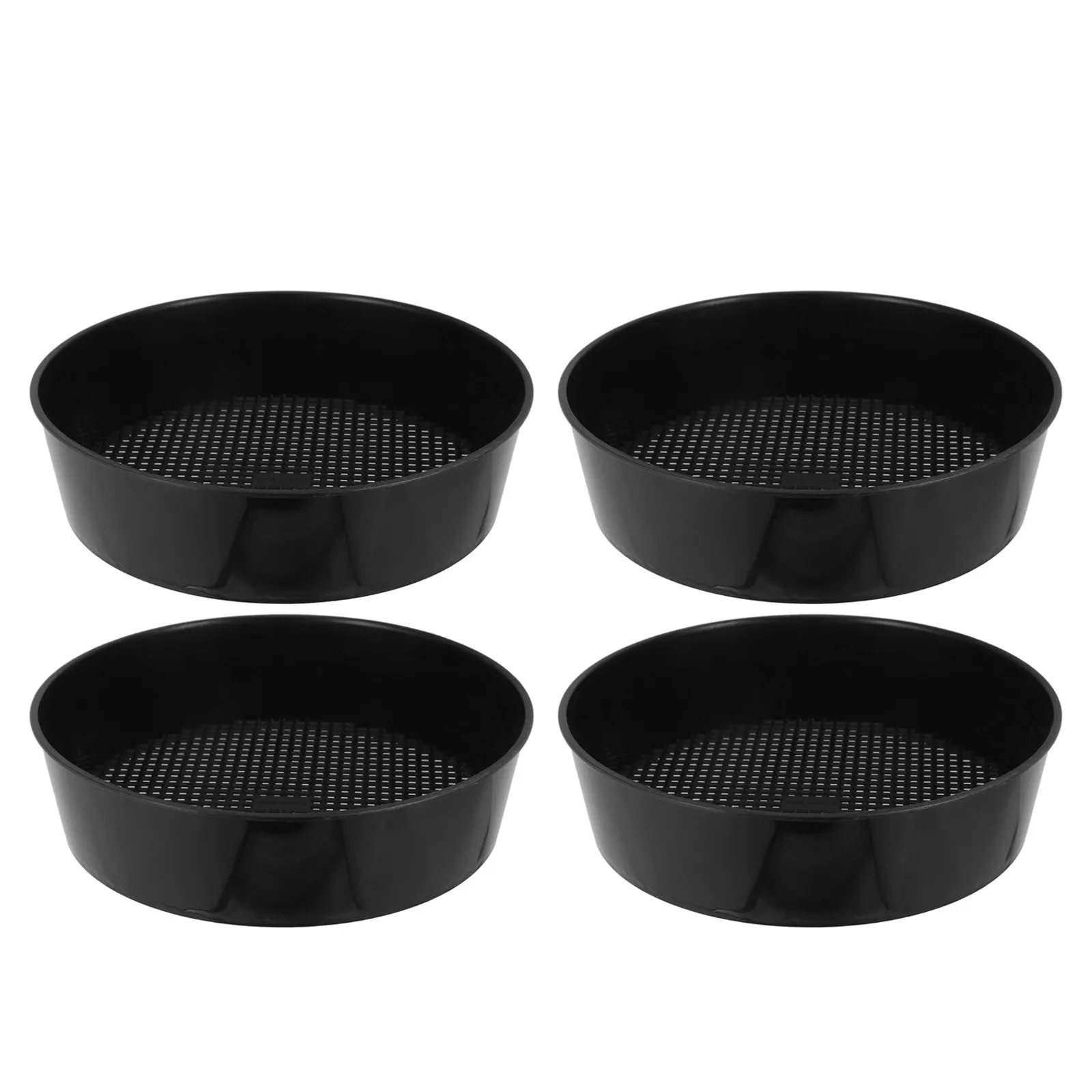 4Pcs Handheld Garden Soil Sifter Compact Round Compost Sifting Pan Plastic Mesh Screen for Bonsai Potting Sand Rock Strainer