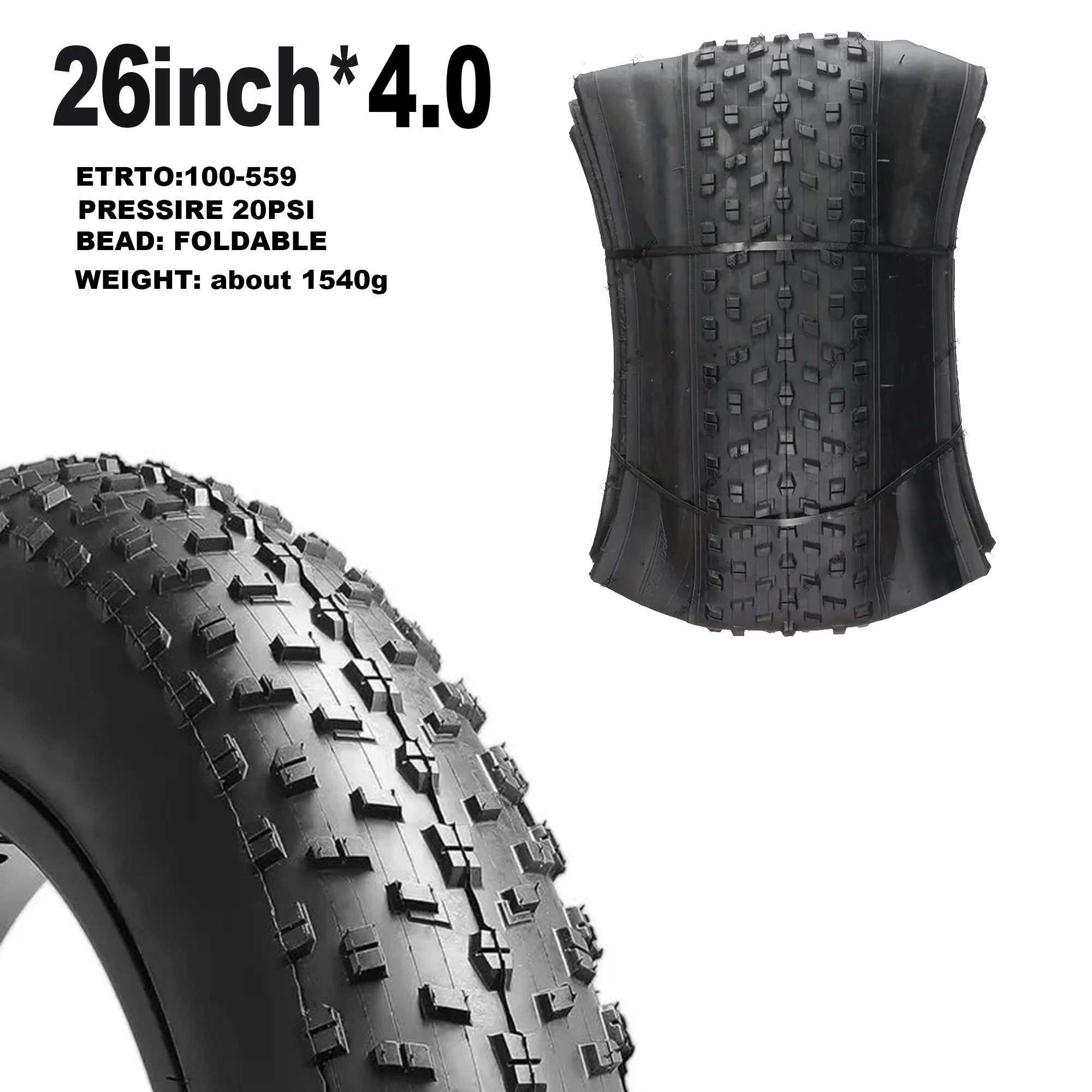Heavy-Duty Kevlar Bead 20 inch opvouwbare ebike fietsband - 26/20 inch banden (26x4.0, 20x4.0, 20x3.0) - voor berg, sneeuw, modder,