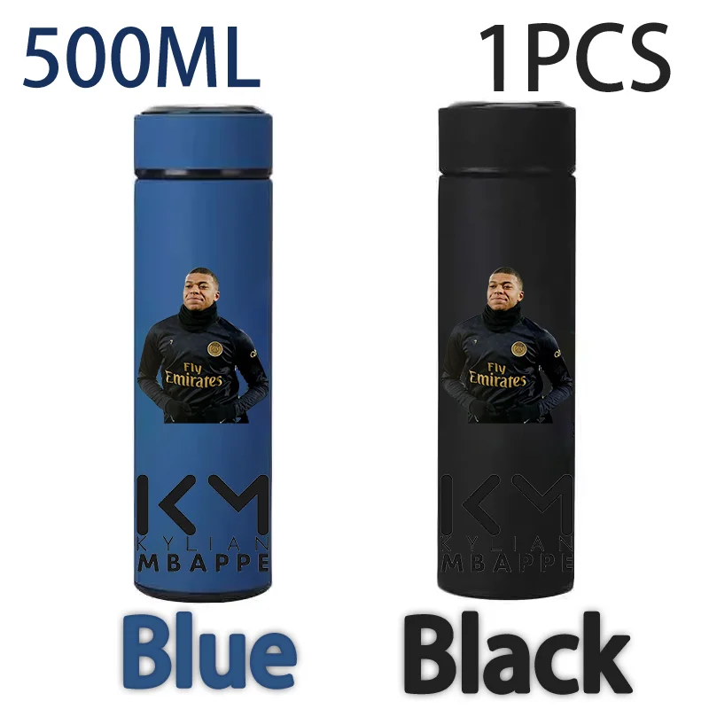 Kylian Mbappe 500ML roestvrij staal geïsoleerde beker blauwzwart voetbalster perifere waterbeker MBAPPE kinderen volwassen drinkbeker