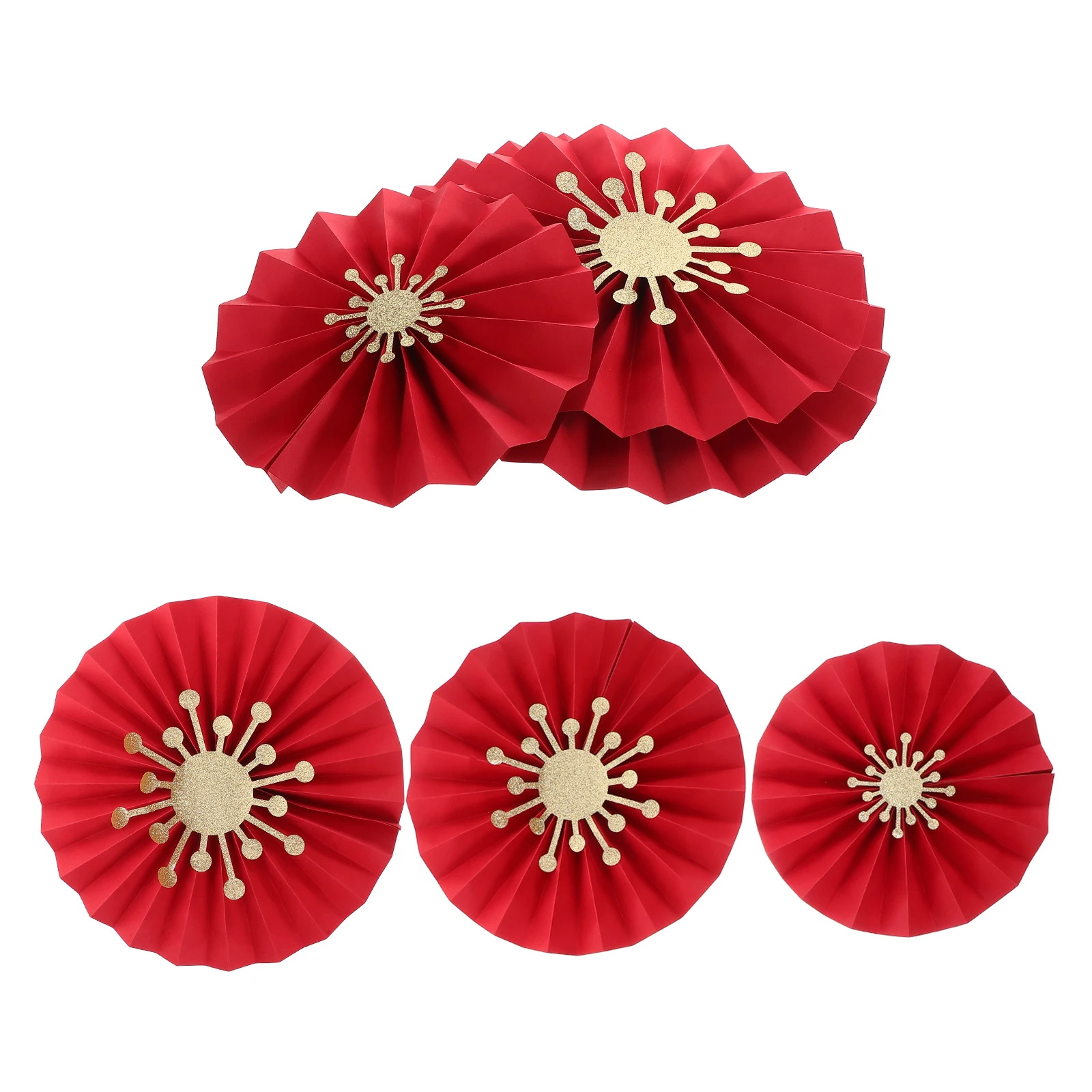 

6 Pcs Paper Fan Flower Decorations Fine Glitter Wedding Bridal Chamber Festive Party Valentines Day Chinese New Year Background