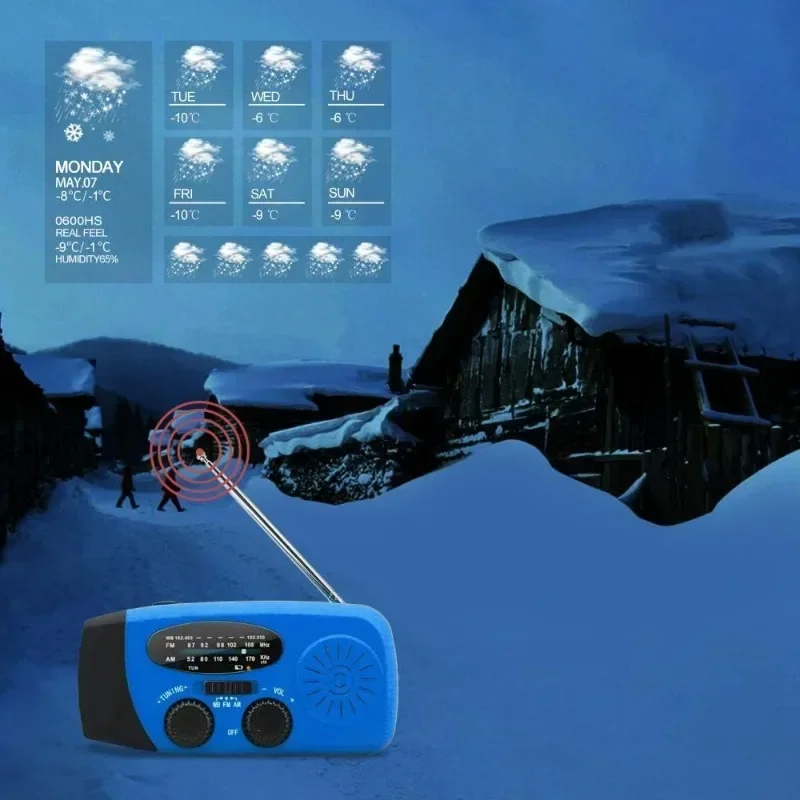 Ręcznie Radio na baterie słoneczne przenośny Power Bank AM/FM/NOAA awaryjne Radio pogodowe dla huraganu trzęsienia ziemi