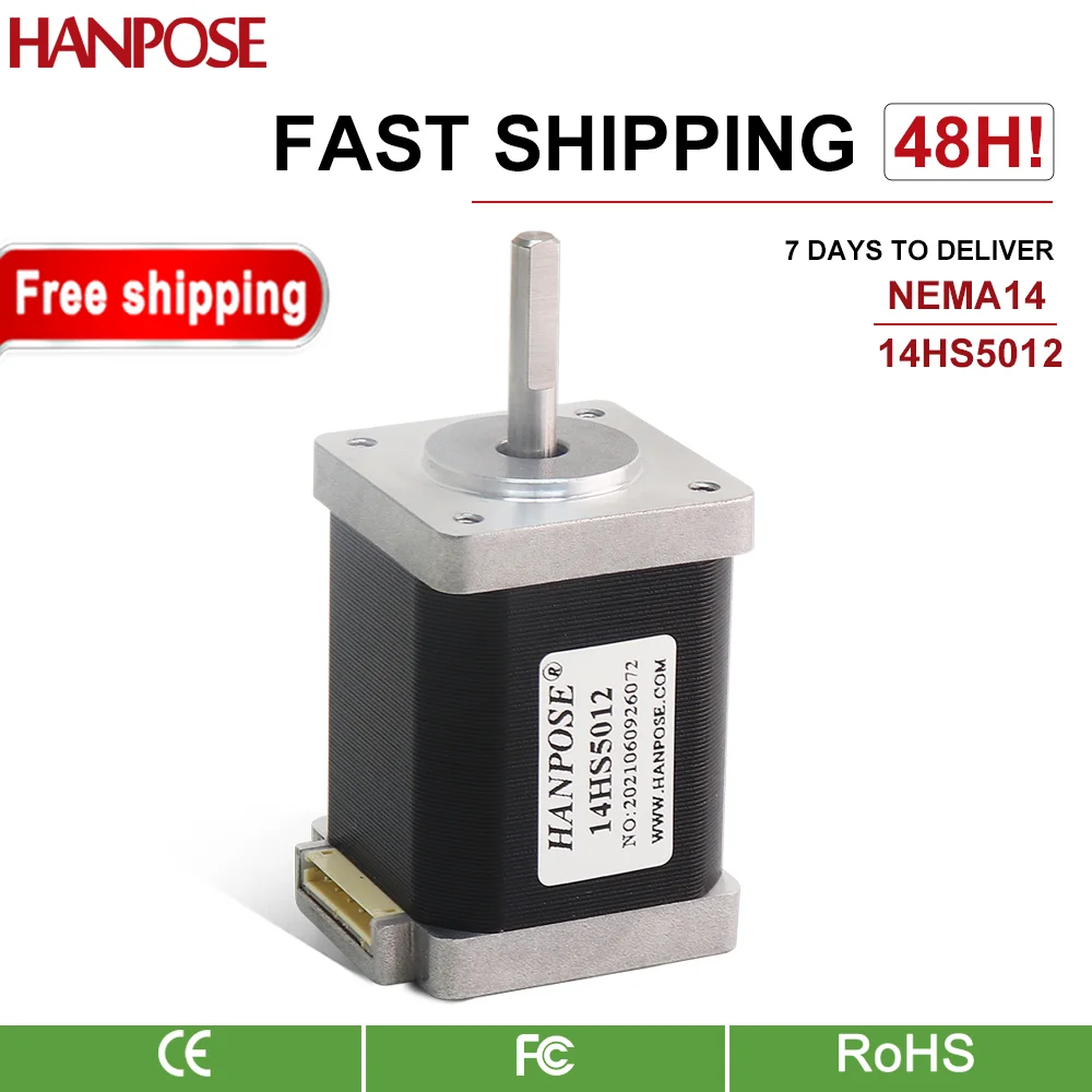 hanpose High torque Motor 50MM 1.2A 0.3N.M 4 Lead 14HS5012 For 3D Printer Accessories CNC Milling Machine Stepper Motor Nema14