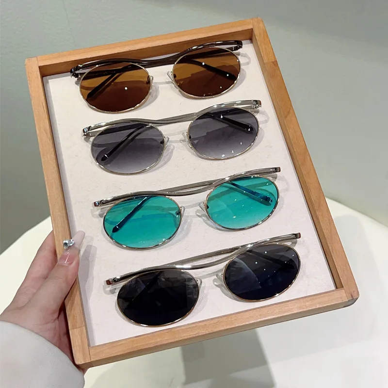 Vintage Kleine Runde Legierungs-Steampunk-Sonnenbrille für Männer Neue Mode Gradient Gothic Punk Sonnenbrille für Frauen Trendige Fahrbrille – Detail 14