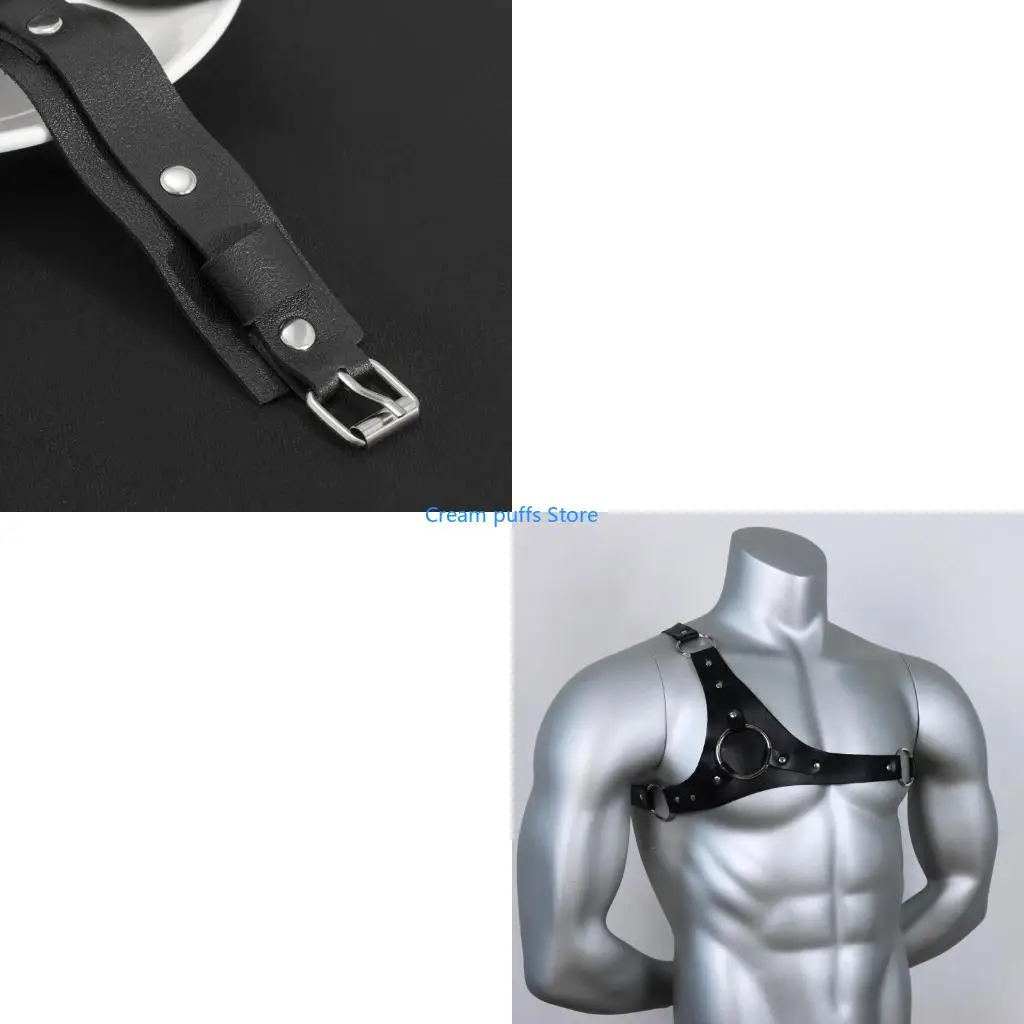 50LE Adjustable PU Shirt Sleeve Holder PU Armband Upper Arm Cuff Nightclub Jewelry