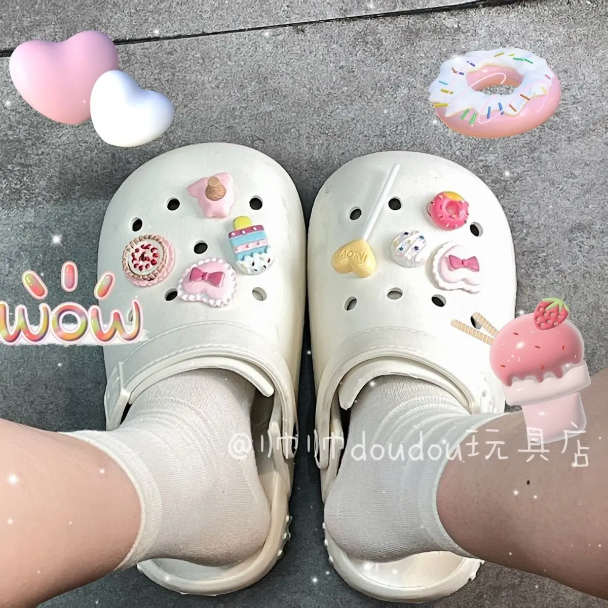

Cake and Ice Cream Candy Series Ins Popular Shoe Accessories Beautiful Footwear Decoration DIY Fresh Adornment for Clogs Sandals