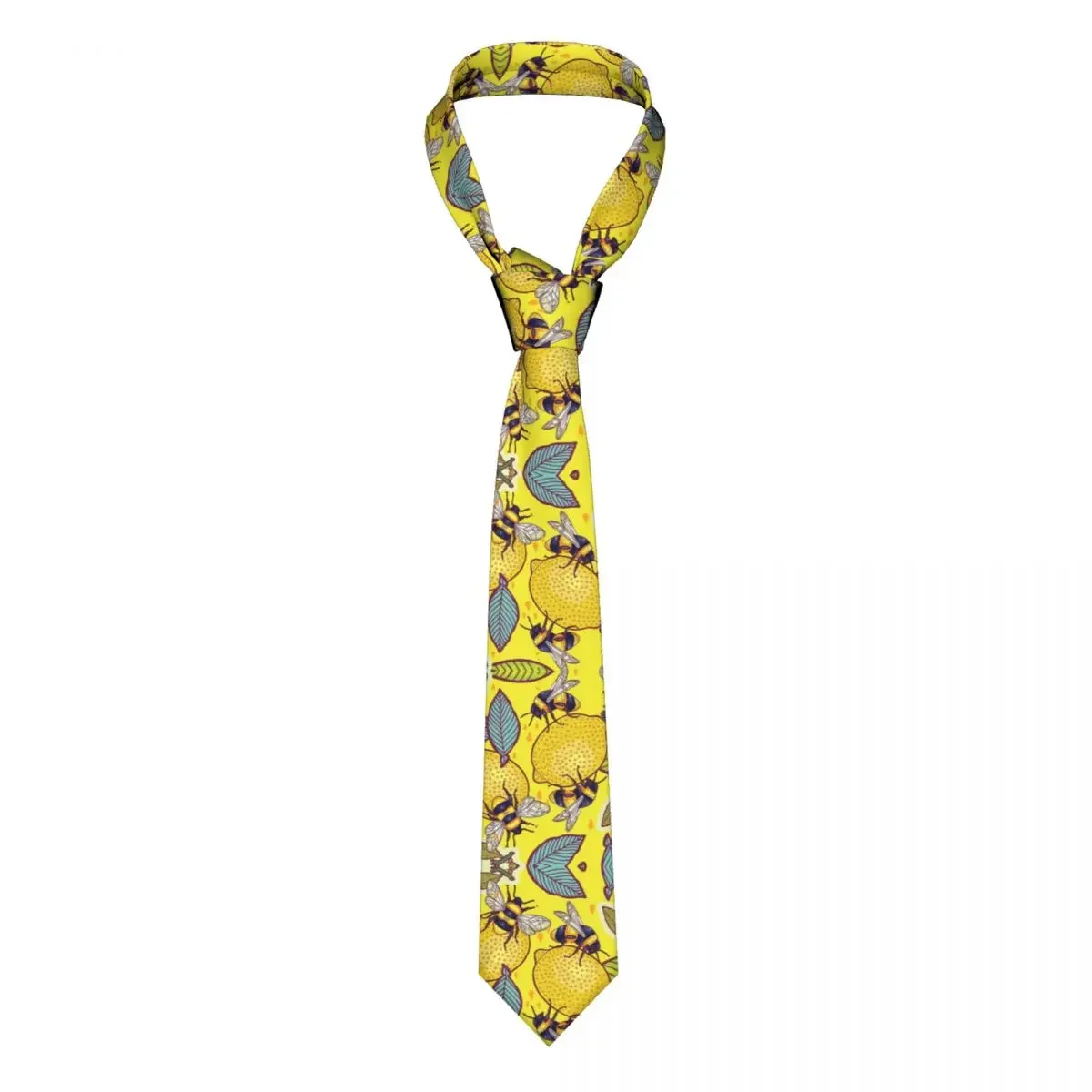 Yellow Lemon Bee Necktie Men Women Polyester Yummy Fruits Neck Tie for Men Slim Classic Shirt Accessories Cravat Business