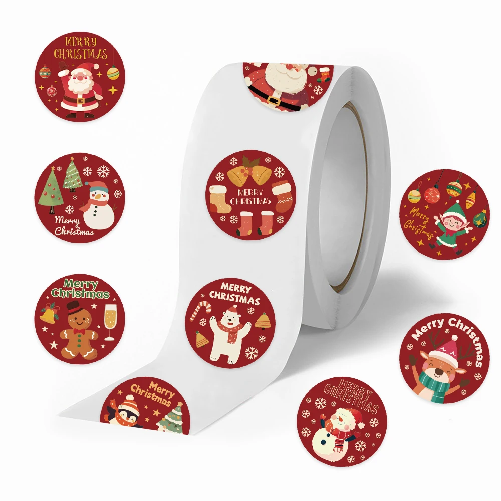 

500pcs Christmas Roll Stickers Decals For Laptop Scrapbook Refrigerator Wall Bottle DIY Aesthetic Stickers Kids Creative Gifts