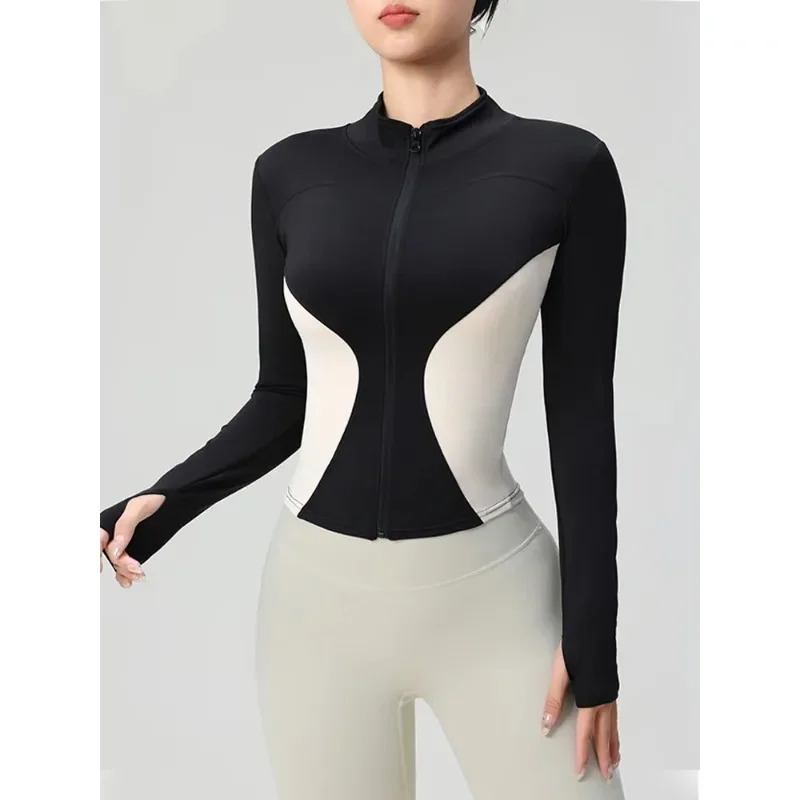 women's clothing 2024 early autumn new style stand-up collar zipper waist long-sleeved jacket casual slim sports top