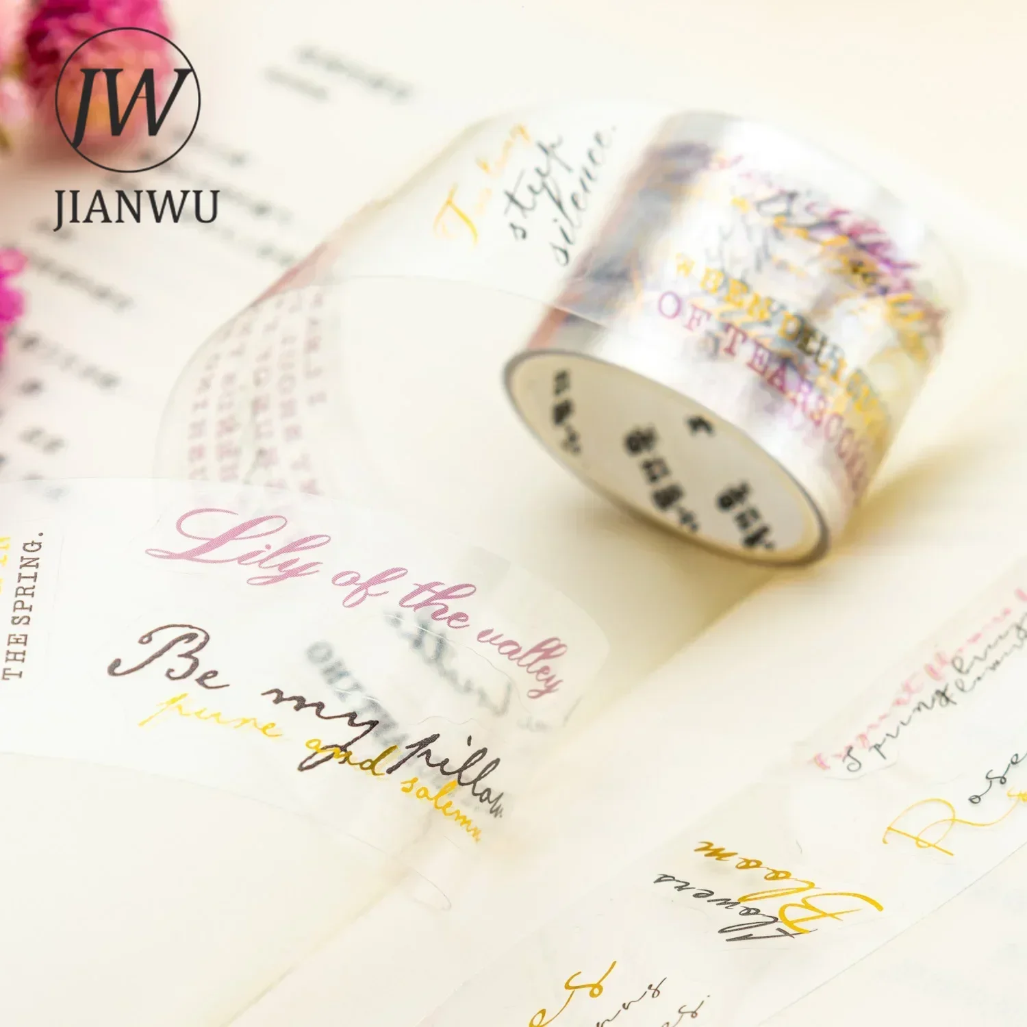 JIANWU 30mm*200cm Writing The Flowering Period Series Vintage Bronzing Material Collage PET Tape Creative DIY Journal Stationery