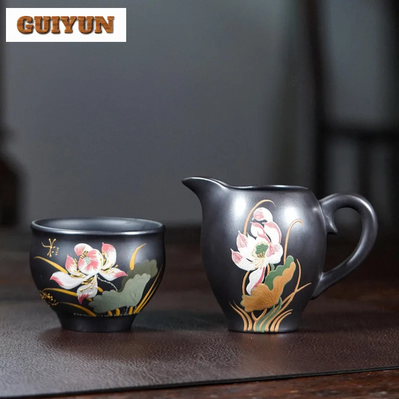 

Yixing Zisha Stone Yellow Black Clay Tea Set Complete Set Antique Tea Ceremony Set Teapot And Tea Cup Set Teaware Ornaments Gift