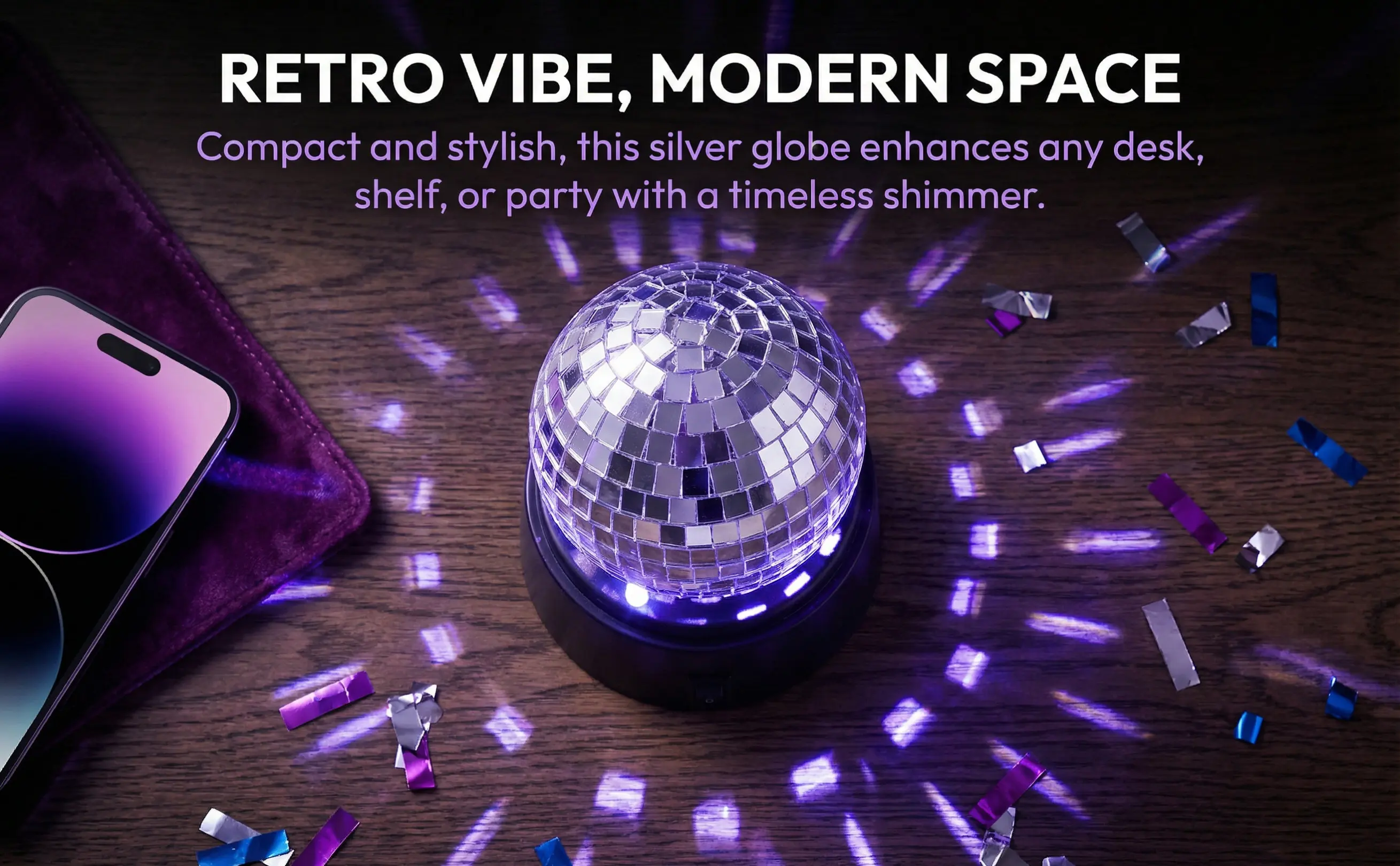 Tabletop light Glass Mirror Surface Rotating Strobe Light for Ktv Bar Party Portable Battery Powered Outdoor Stage Lamp