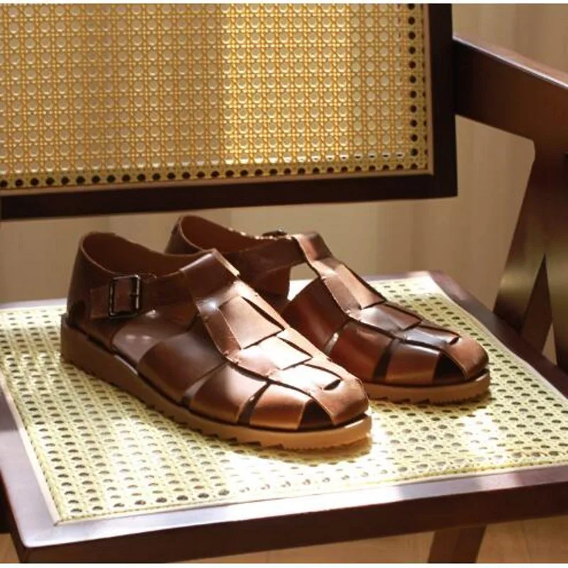 

Itlay летние мужские сандалии ручной работы модные мужские плетеные клетчатые сандалии-гладиаторы Romme мужские сандалии