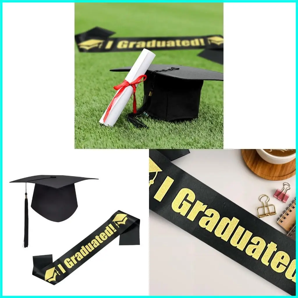 

2025 Graduation Party Essentials Bachelor Hat and Sash Set for Graduation Celebrations College and High School Props