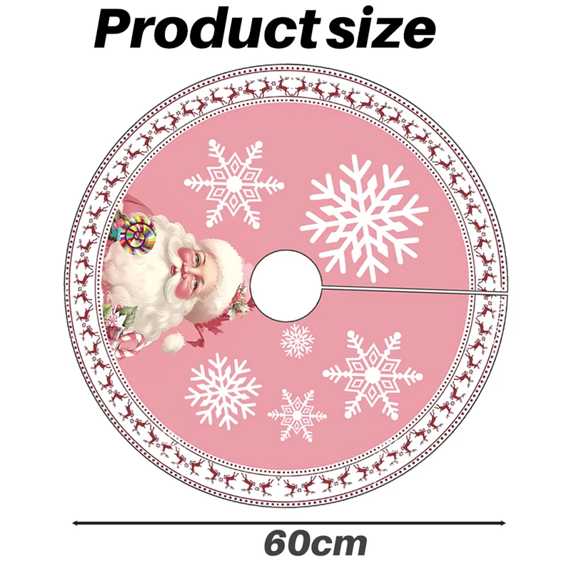 AB45 60Cm Rok Pohon Natal Merah Muda Kepingan Salju Natal Rok Pohon Rusa Santa Klaus Dekorasi Selamat Natal Selamat Tahun Baru