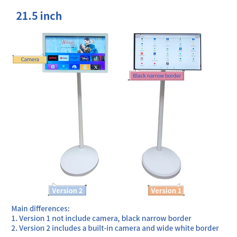 21.5 Inch a Type Narrow Bezel Indoor Touch Screen Monitor Android 12 Wireless Displays Moving Smart TV