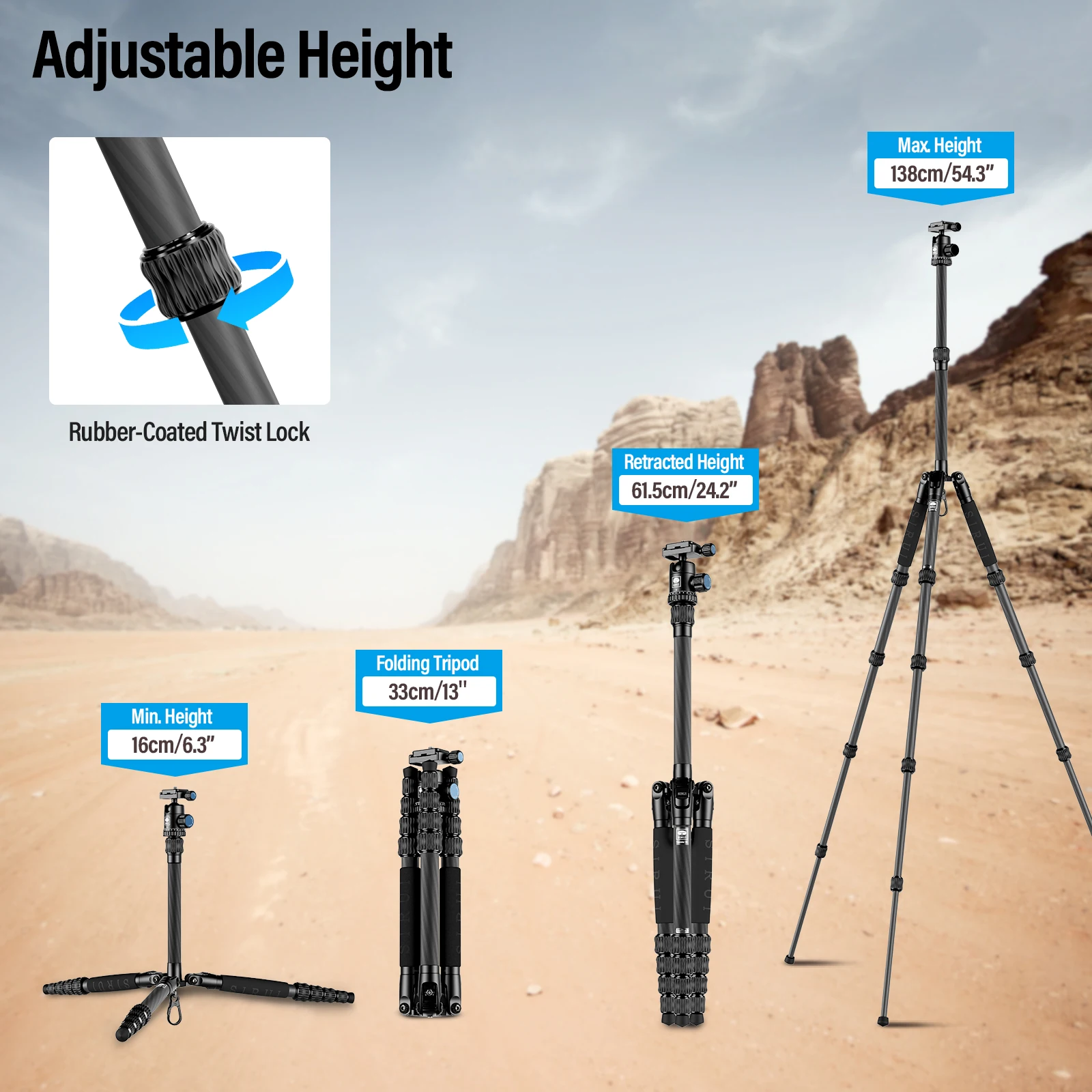 SIRUI Lightweight Carbon Fiber Camera Tripod 1.38M With 360° Ball Head Arca Swiss QR Plate For Sony DSLRs Tripode Traveler 5C