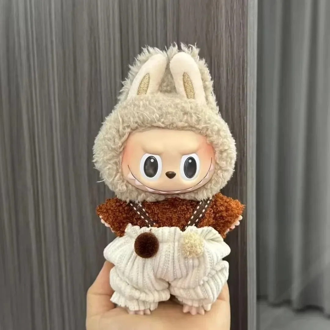 17cm Labubu Doll Clothes Fashion ClothesRetro Style Doll Clothes Color Match Hoodies Dolls Accessories