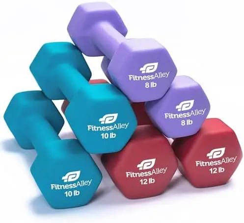 Neoprene Workout Dumbbells - Non Slip, Anti Roll Exercise & Fitness Dumbbells Combo - Hex Shaped Hand weights for Men & Women -