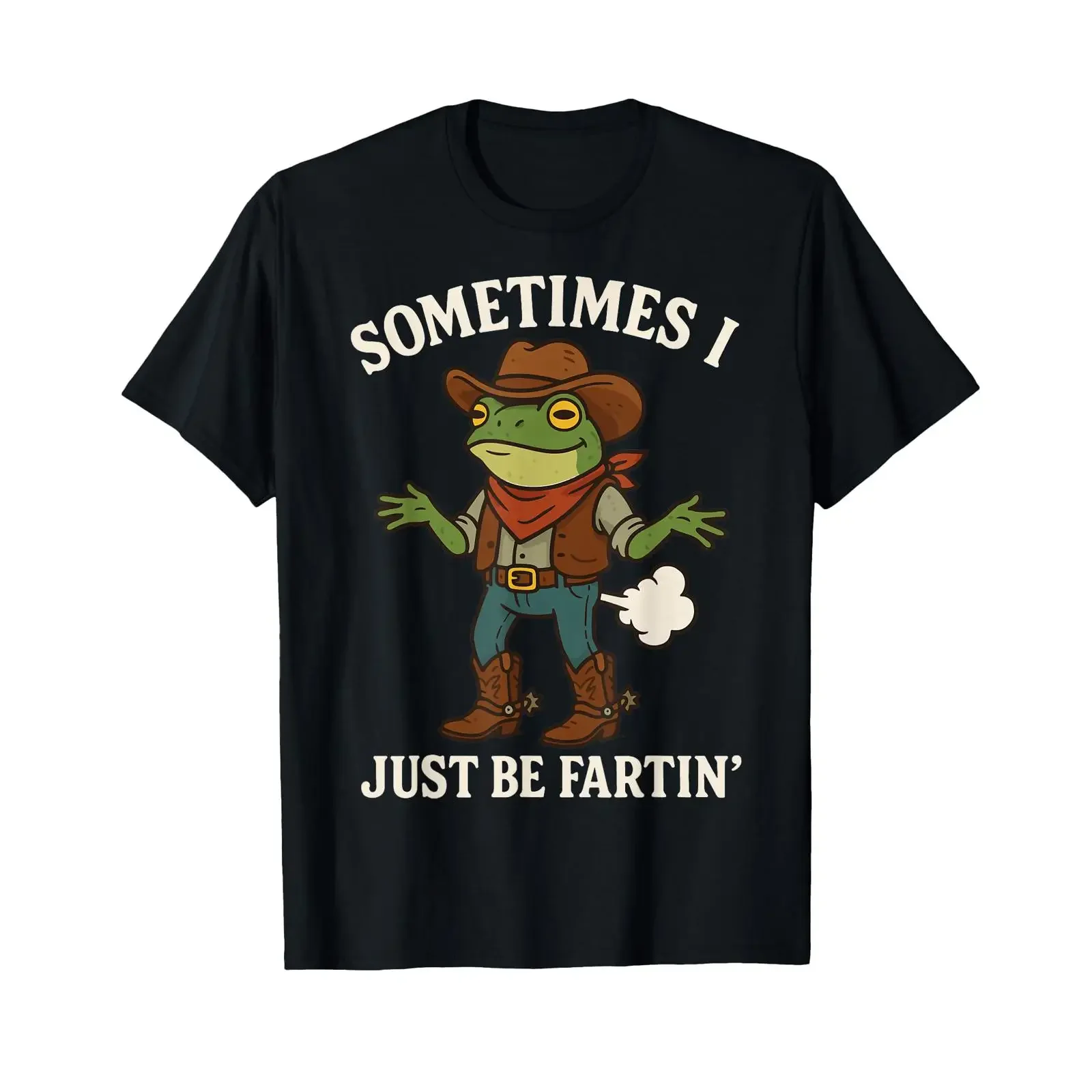Футболка «Sometimes I Just Be Fartin' Frog» в винтажном стиле, с эффектом потертости, унисекс, универсальная, мягкая, дизайнерская одежда с графическим принтом, слегка состаренная.