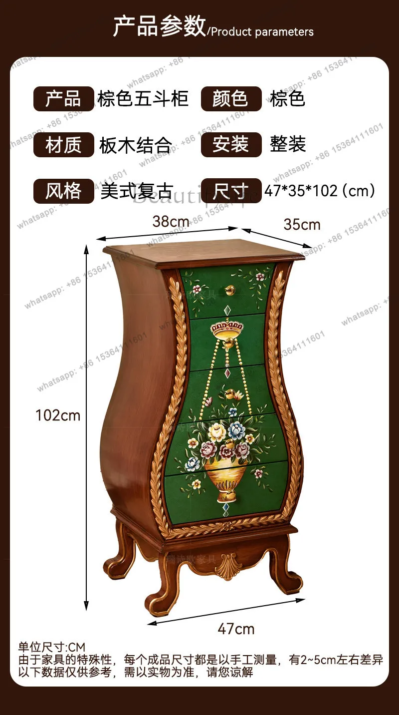 American retro engraving, hand-painted, painted storage, chest of drawers, entrance, art locker