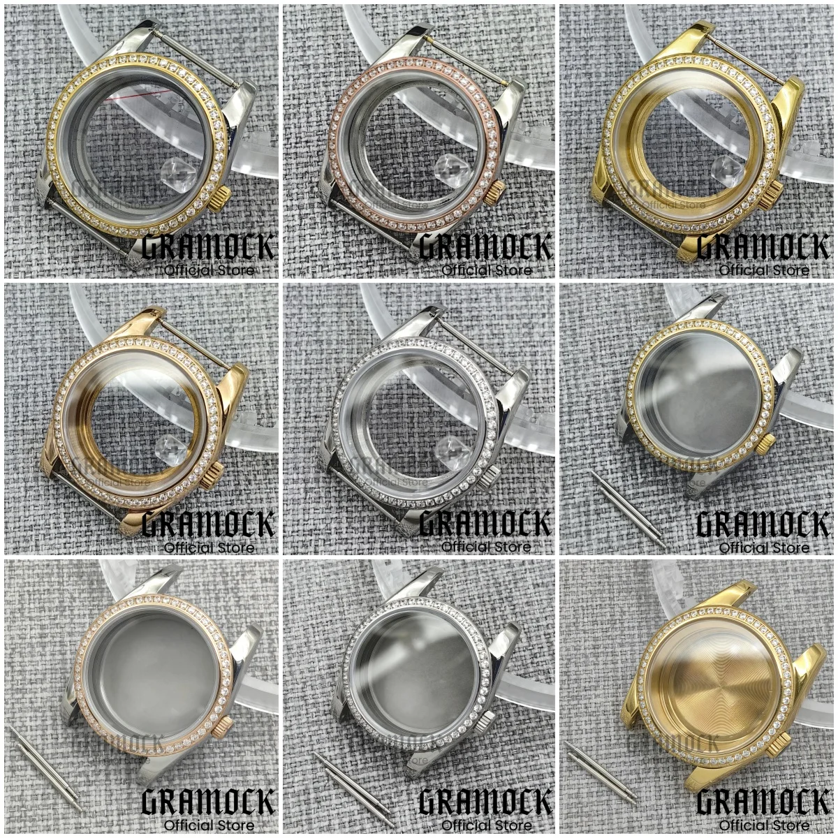 Gramock 36mm/39mm Transparent Bottom Oyster Perpetual Diamond Case Sapphire Glass Fit NH35/36 ETA2824 PT5000 Miyota8215 Movement