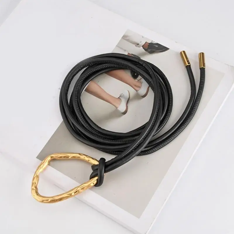 A52E Stylowa talia Cincher Prosty krawat Złote klamry Paliw do swobodnego cosplay