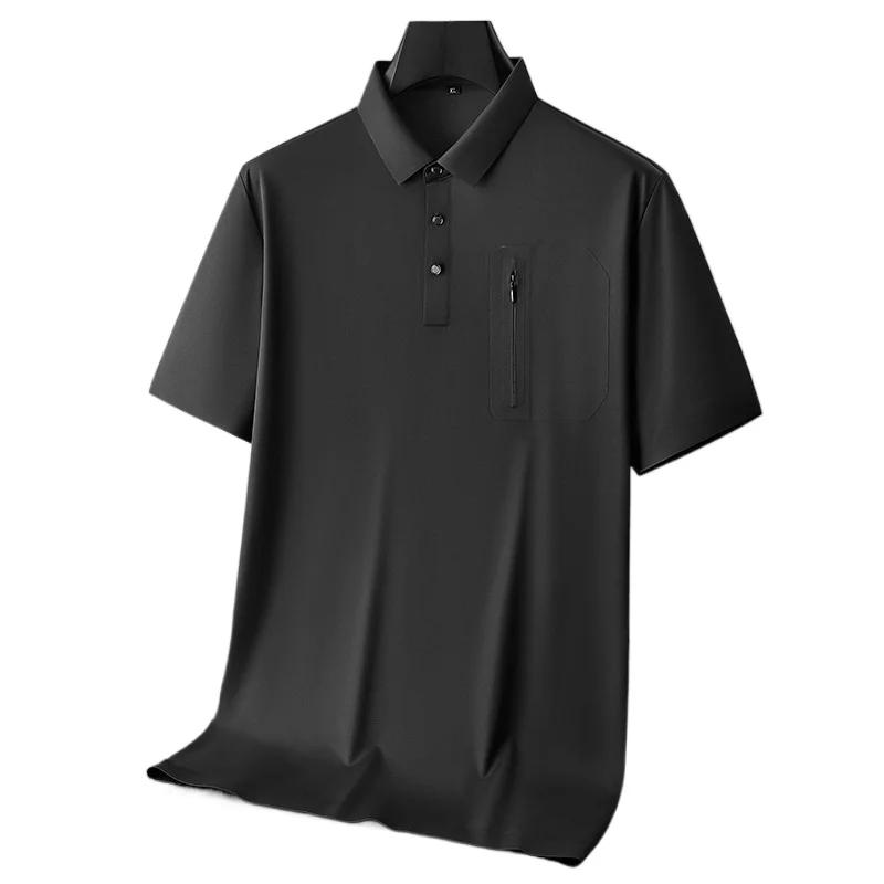 2026 Minglu Quick Dry Summer Men's Polo Shirts Luxury Seamless Short Sleeve Solid Color High Elasticity Male Tees Plus Size 7XL