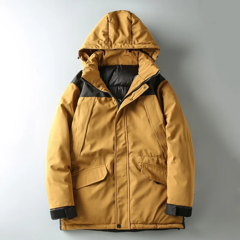 

Утепленная зимняя куртка для активного отдыха со съемным капюшоном, средней длины, повседневная, хлопковая, молодежная, приталенная, водонепроницаемая, рабочая одежда