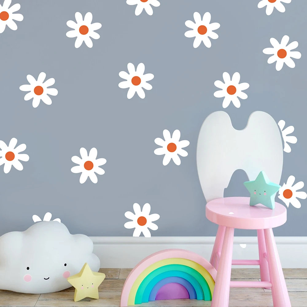 

Boho Daisy Flower Wall Sticker decal Flora Plants Nursery Kids Room Bedroom Mural