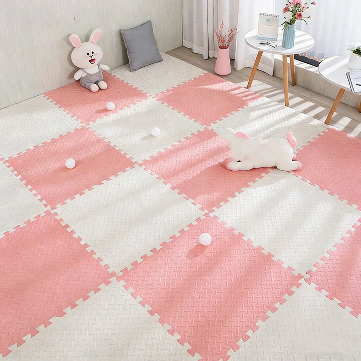 Tapete de Brincar para Bebês em Espuma Macia com 12 Peças, Tapete de Exercício Interligado para Crianças, Carpete Macio 30*30*1cm